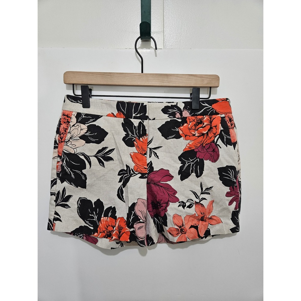 Ann Taylor Devin City Orange Magenta Floral Cotton Stretch Tailored Shorts 4